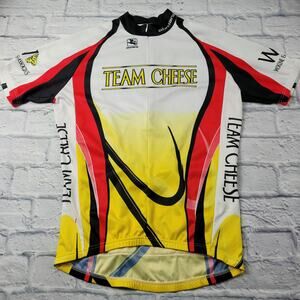 Giordana Team Cheese Cycling Jersey Yellow Advertising Sponsor size Medium